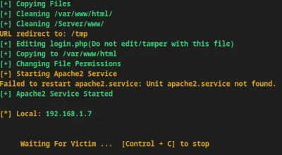Email Phishing Using Kali Linux Waiting For Victim 7 Esm W400